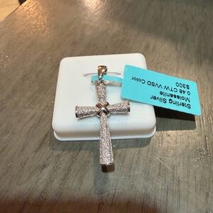 Sterling Silver Moissanite Cross Pendant